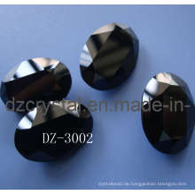 Schwarzen Kristall Glas Stein im Oval geformt (3002)